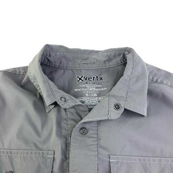Vertx Grey Short Sleeve Button Down Shirt Snap Closure - Picture 2 of 4